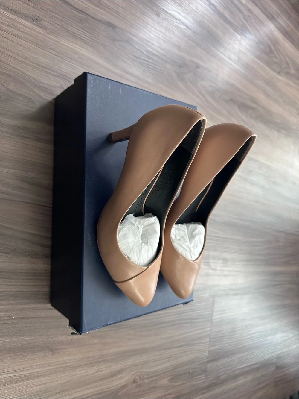Brooks Brothers Nude Leather Pointed-Toe Pumps